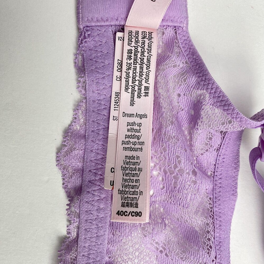 Victorias Secret Dream Angels Bra Womens 40C Purple Lace Unlined Underwire - Picture 6 of 8
